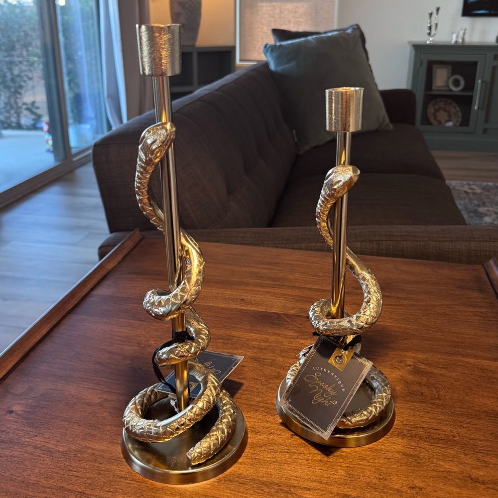 Gold Snake Candle Holders